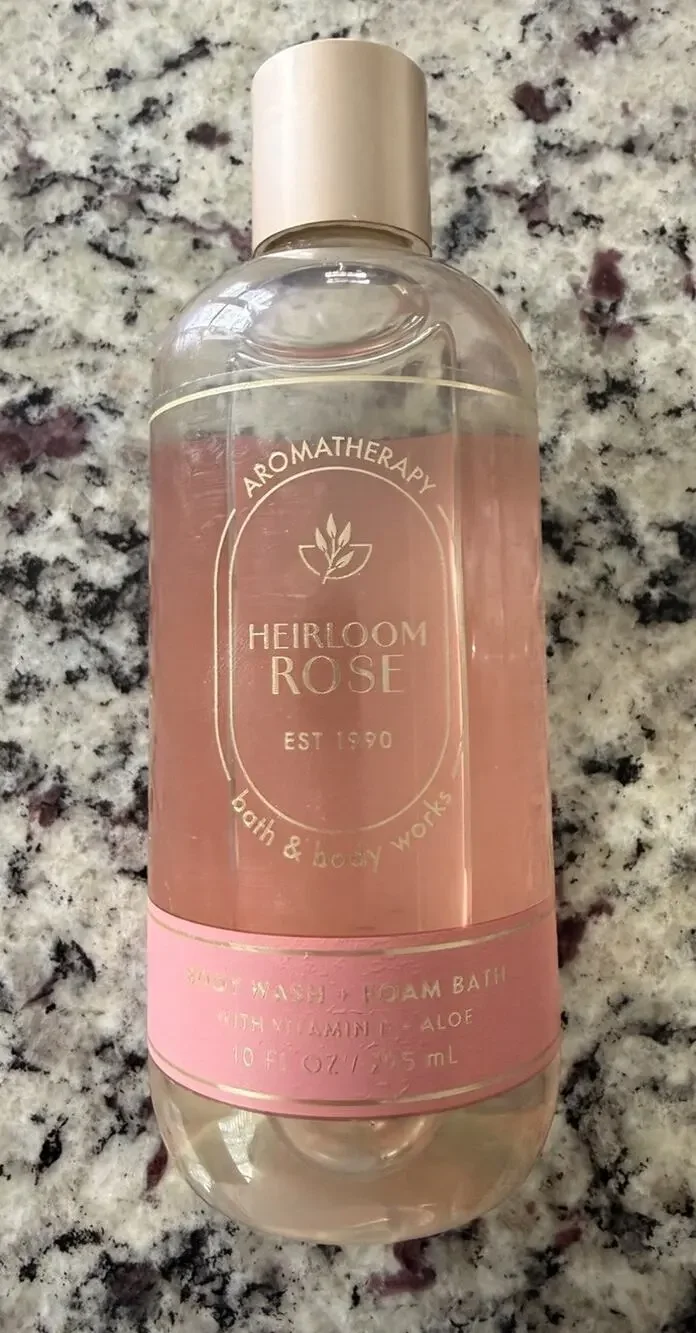 2 X Bath & Body Works Aromatherapy Heirloom Rose Body Wash & Foam Bath 10 floz